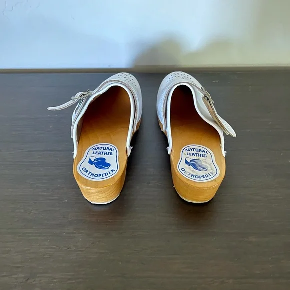 Vintage Swedish Orthopedik White Leather Clogs - Picture 4 of 6